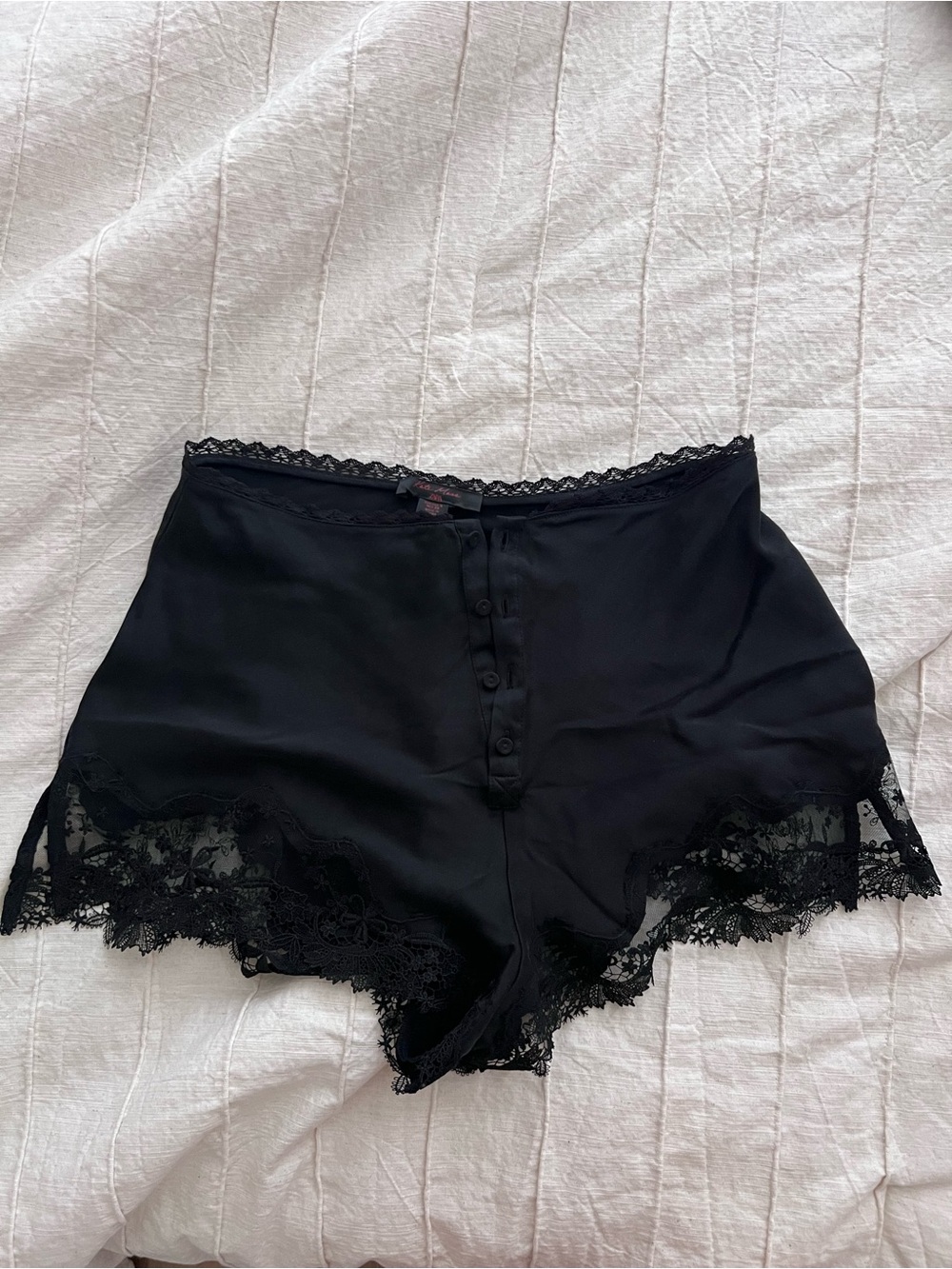 Kate Moss x Zara Black Lace-Trim Button-Front Sleep Shorts